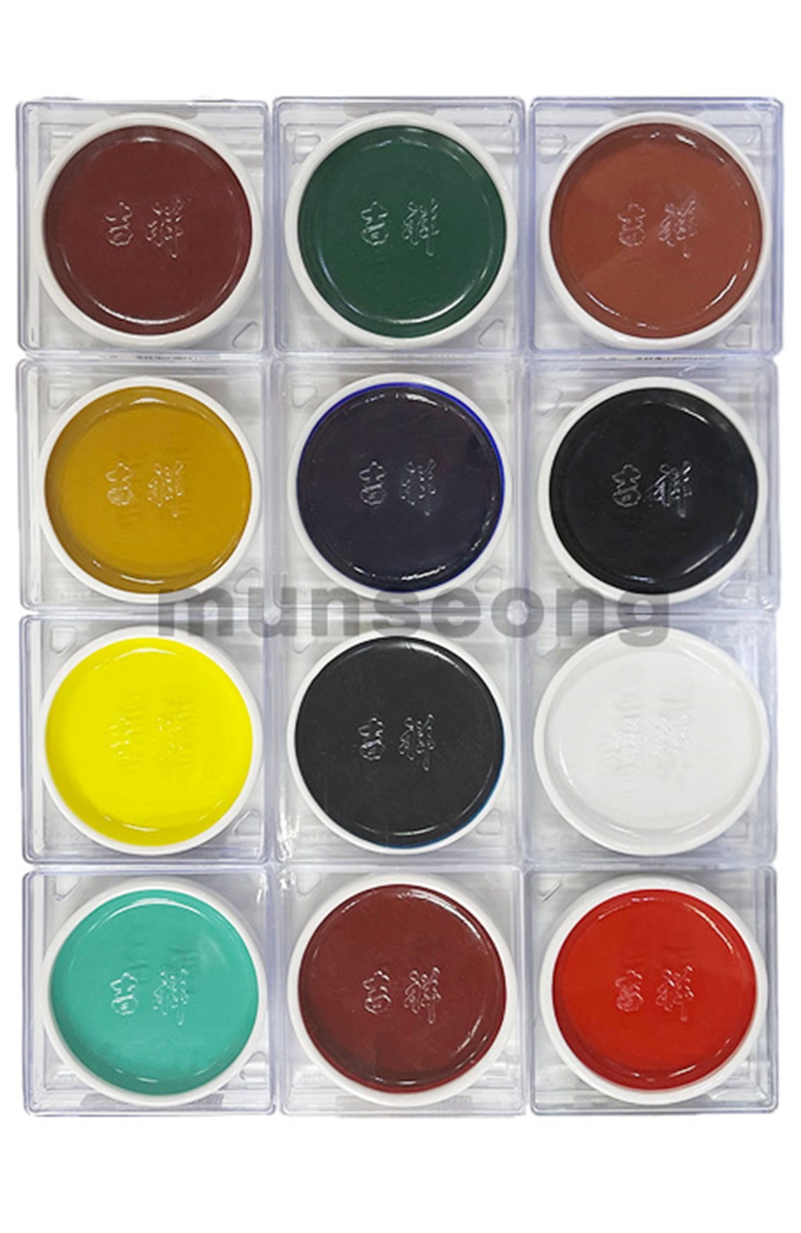 동양화채색안채 日本길상접시물감 12색 세트