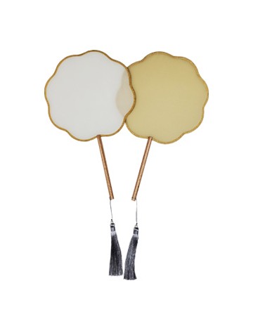 폭20X20cm  전체길이34.5cm 아교반수 해당화비단부채